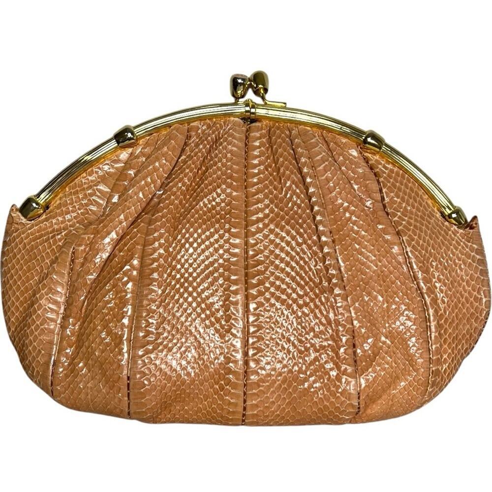 Vintage Judith Leiber Snakeskin Convertible Kisslock Clutch Oversized